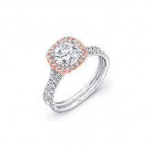 Uneek Two Tone 14k Gold Silhouette Halo Engagement Ring