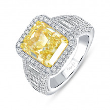 Uneek Natureal Radiant Fancy yellow Diamond Engagement Ring - R5000RADFYU