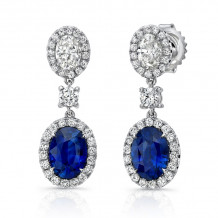 Uneek Oval Blue Sapphire and Oval Diamond Dangle Earrings - LVE932OVBS