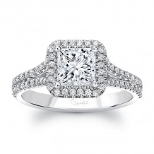 Uneek Princess-Cut Diamond Engagement Ring with Asscher-Shaped Halo and Split Upper Shank - USM022AS-5.5PC