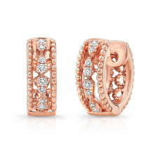 Uneek Battenberg Petite Open Lace Diamond Huggie Hoop Earrings - LVEW2854R