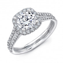 Uneek Split Shank Radiant Halo Diamond Engagement Ring - LVS915