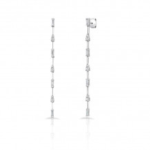 Uneek Cascade Collection Threader-Inspired Dangle Earrings with Baguette and Round Diamonds - LVED4089W