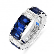 Uneek Emerald Cut Blue Sapphire and Diamond Eternity Ring - ETEMBSD4PRC-900