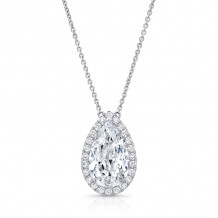 Uneek Pear-Shaped Diamond Halo Pendant with Diamonds-by-the-Yard Chain - LVN604