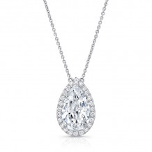 Uneek Pear-Shaped Diamond Halo Pendant with Diamonds-by-the-Yard Chain - LVN604