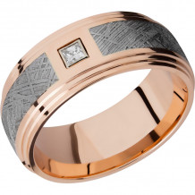 Lashbrook 14k Rose Gold Meteorite 9mm Men's Wedding Band - 14KR9F2S14.5SEG_METEORITEDIAPRN.10B+POLISH