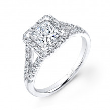 Uneek Princess-Cut Diamond Halo Engagement Ring with Peekaboo Split Shank - LVS637