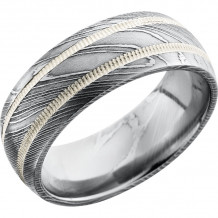 Lashbrook Black & White Damascus Steel 8mm Men's Wedding Band - D8D21_SS2MIL+POLISH