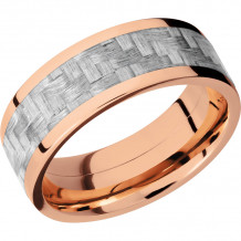 Lashbrook 14k Rose Gold 8mm Men's Wedding Band - 14KRC8F15_SILVERCF+POLISH