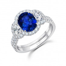 Uneek Blue Sapphire Diamond Engagement Ring - LVS1031OVBS