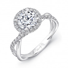 Uneek Round Diamond Halo Engagement Ring with Infinity-Style Crisscross Shank - SM817RD-7.0RD