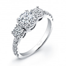 Uneek Three Stone Semi-Mount Diamond Engagement Ring - LVS744