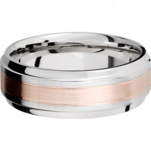 Lashbrook Rose & White Cobalt Chrome 8mm Men's Wedding Band - CC8B13(S)_14KRG+SATIN_POLISH