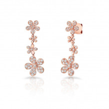 Uneek Cascade Collection Petite Floral Drop Earrings - LVED4088R