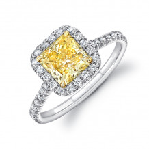 Uneek Radiant-Cut Fancy Yellow Diamond Halo Ring - LVS893RADFY