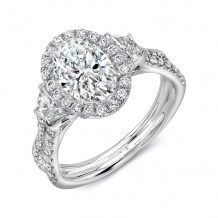 Uneek Oval-Center Three-Stone Engagement Ring with Pave Double Shank - LVS983OV-7.5X5.5OV
