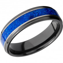 Lashbrook Black Zirconium 6mm Men's Wedding Band - Z6FGE13_LAPIS+SILVER+SATIN_POLISH