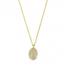 Meira T Yellow Gold Diamond Encrusted Oval Shaped Necklace