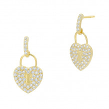 Freida Rothman Locked In Love Pave Charm Earrings - YZE020453B-14K