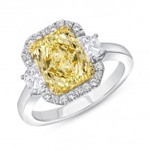 Uneek Radiant Fancy Yellow Diamond Engagement Ring - LVS1049RADFY