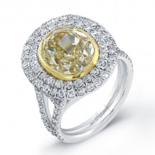 Uneek Oval Yellow Diamond Double Halo Engagement Ring - LVS648
