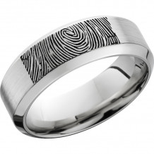 Lashbrook Cobalt Chrome 8mm Men's Wedding Band - CC8HB_LCVFINGERPRINT+SATIN_POLISH