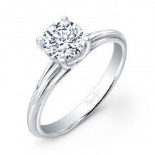 Uneek Classic Round Diamond Solitaire Engagement Ring with Sleek, Stoneless Unity Tri-Fluted Shank - USMS01-6.5RD