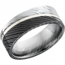 Lashbrook Black & White Damascus Steel 8mm Men's Wedding Band - D8F11ANGLED_SS+ACID_POLISH