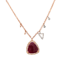 Meira T 14k Rose Gold Ruby, Diamond and Pearl Necklace