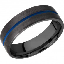 Lashbrook Black Zirconium 7mm Men's Wedding Band - Z7FR11A+SATIN+NRABLUEOUT