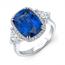 Uneek Cushion Blue Sapphire Engagement Ring - R010CUU