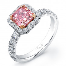 Uneek Radiant-Cut Pink Diamond Halo Engagement Ring - LVS809