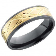 Lashbrook Black & Yellow Zirconium 7mm Men's Wedding Band - Z7F15_14KY_CELTIC6+SATIN_POLISH