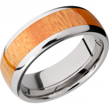 Lashbrook Titanium Hardwood 8mm Men's Wedding Band - HW8D15_OSAGEORANGE+POLISH