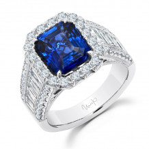 Uneek Blue Sapphire Diamond Engagement Ring - LVS1037RADBS