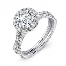 Uneek Round Diamond Halo Engagement Ring with Pave Double Shank - LVS924-7.5RD