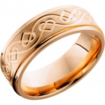 Lashbrook 14k Rose Gold 8mm Men's Wedding Band - 14KR8FGECELTICHEART+SATIN_POLISH