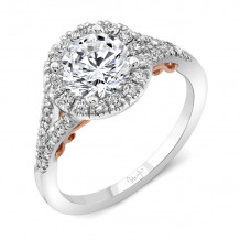 Uneek Cancelli Round Diamond Halo Engagement Ring with Pave Split Shank - A104RDWR-6.5RD