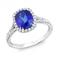 Uneek Cushion-Cut Sapphire Halo Engagement Ring - LVS988CU