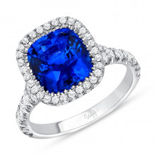 Uneek Cushion Cut Blue Sapphire Engagement Ring - LVS1140S