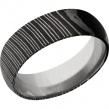 Lashbrook Black & White Damascus Steel 7mm Men's Wedding Band - D7D+ACID