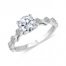Uneek Us Collection Round Diamond Cathedral Setting Engagement Ring, with Diamond-Shaped Cluster Accents - SWUS122CW-6.5RD