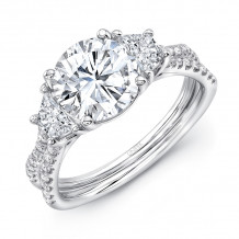 Uneek Round-Center Classic Three-Stone Engagement Ring with Pave Silhouette Double Shank - LVS1016RD-8.2MM