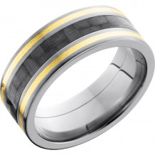 Lashbrook White & Yellow Titanium 8mm Men's Wedding Band - C8F1321_CF14KY+SATIN