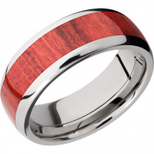 Lashbrook Titanium Hardwood 8mm Men's Wedding Band - HW8D15_REDHEART+POLISH