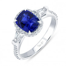 Uneek Blue Sapphire Diamond Engagement Ring - R029CU-7.5