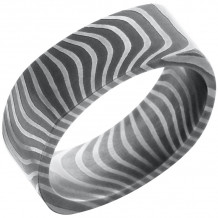 Lashbrook Black & White Damascus Steel 8mm Men's Wedding Band - D8SQFTIGER+ACID