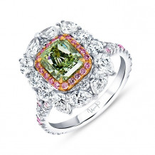 Uneek Signature Halo Fancy Intense Green Diamond Diamond Engagement Ring - R074