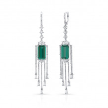 Uneek Reign Drops Green Tourmaline Dangling Diamond Earrings - LVE943